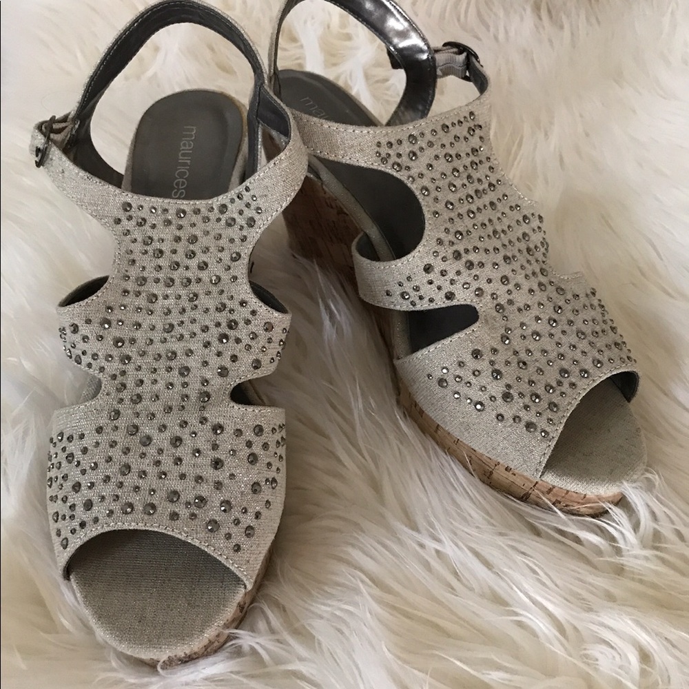 Taupe Studded Wedges